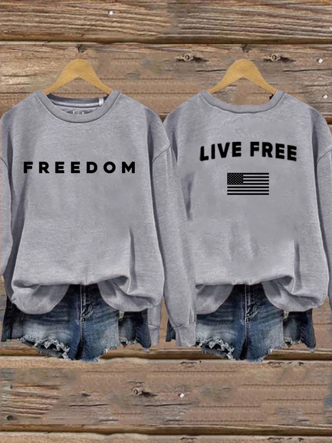 Women's Freedom Print Casual Printed Sweatshirt-America250