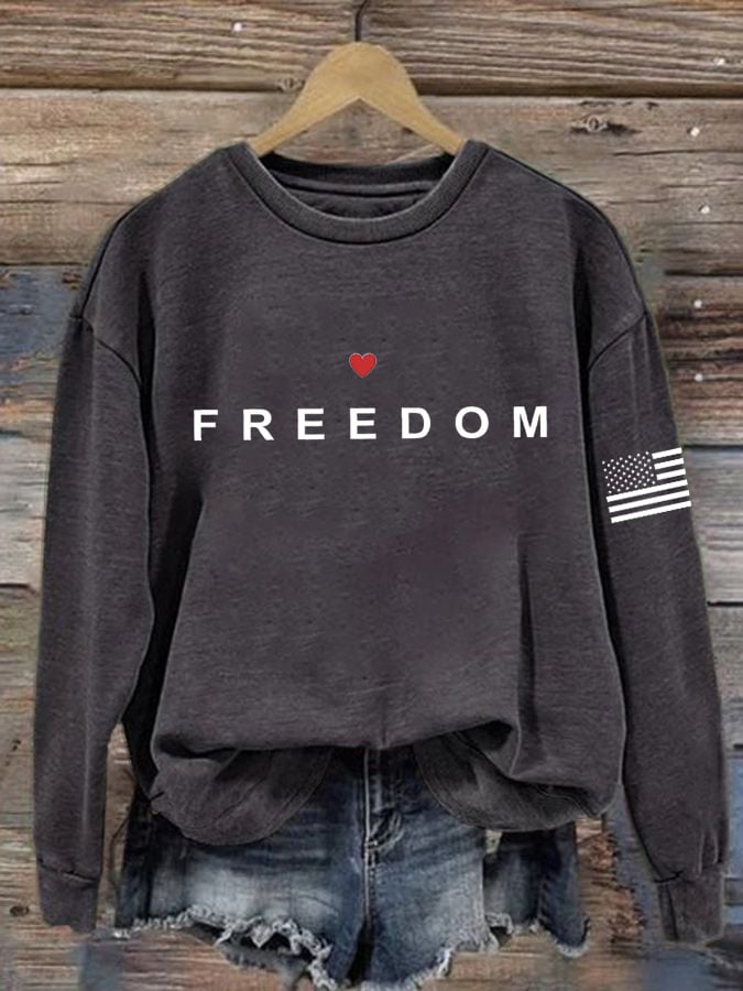 Women's Freedom American Flag Print Sweatshirt-America250