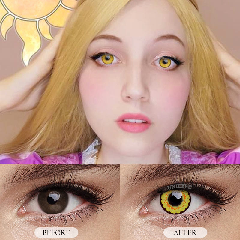 Uniieye Sunflower Yellow Brown Prescription Cosplay Colored Contact Lenses-UNIIEYE