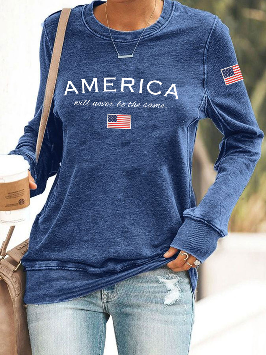 Women's American Will Never Be The Same Printed Casual Sweatshirt-America250