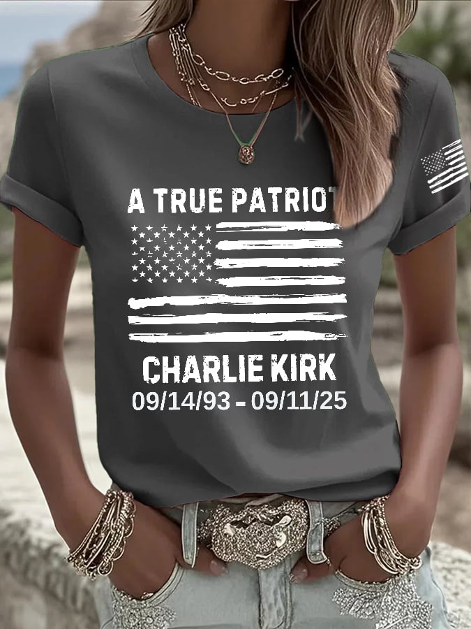 Women's Retro A True Patriot Print T-Shirt-America250