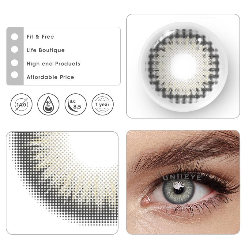 Uniieye Y2K Boho Grey Prescription Colored Contact Lenses