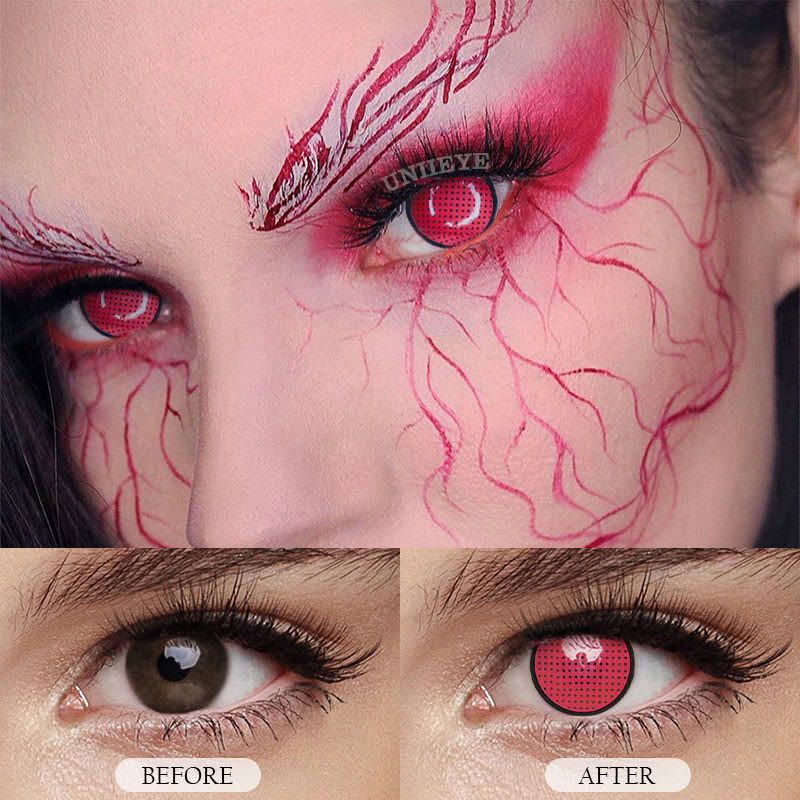 Uniieye Blind Red Manson Mesh Cosplay Colored Contact Lenses-UNIIEYE
