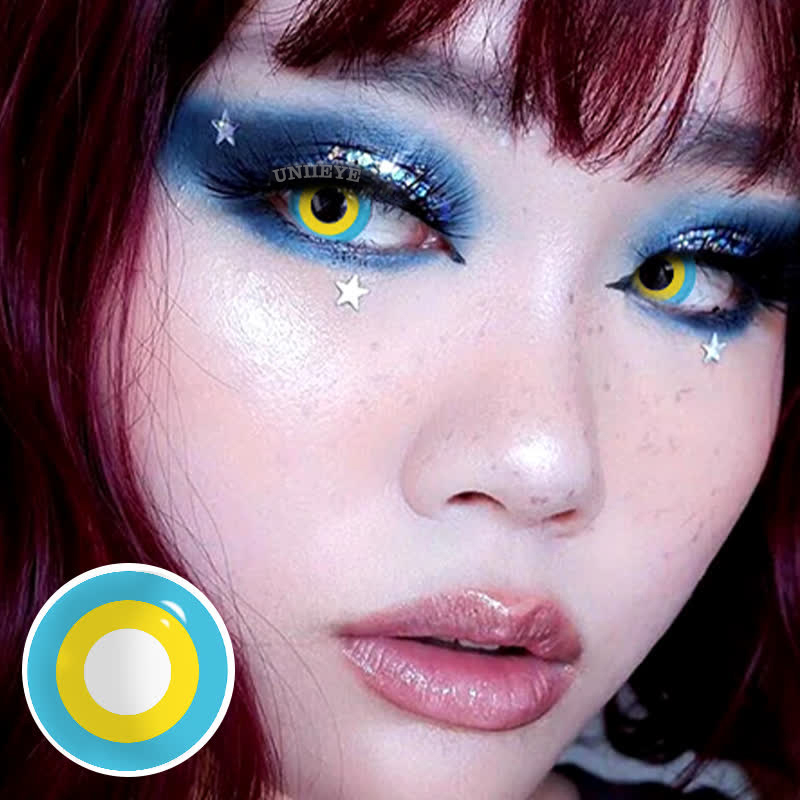 Uniieye Block Blue & Yellow Prescription Cosplay Colored Contact Lenses-UNIIEYE