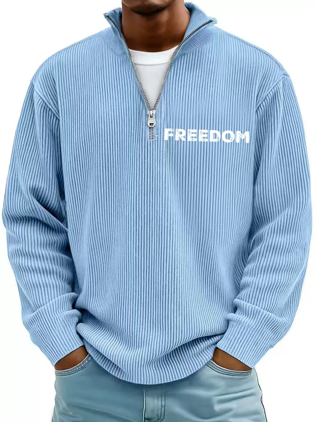 Men's Freedom Ribbed Quarter-Zip Sweatshirt-America250