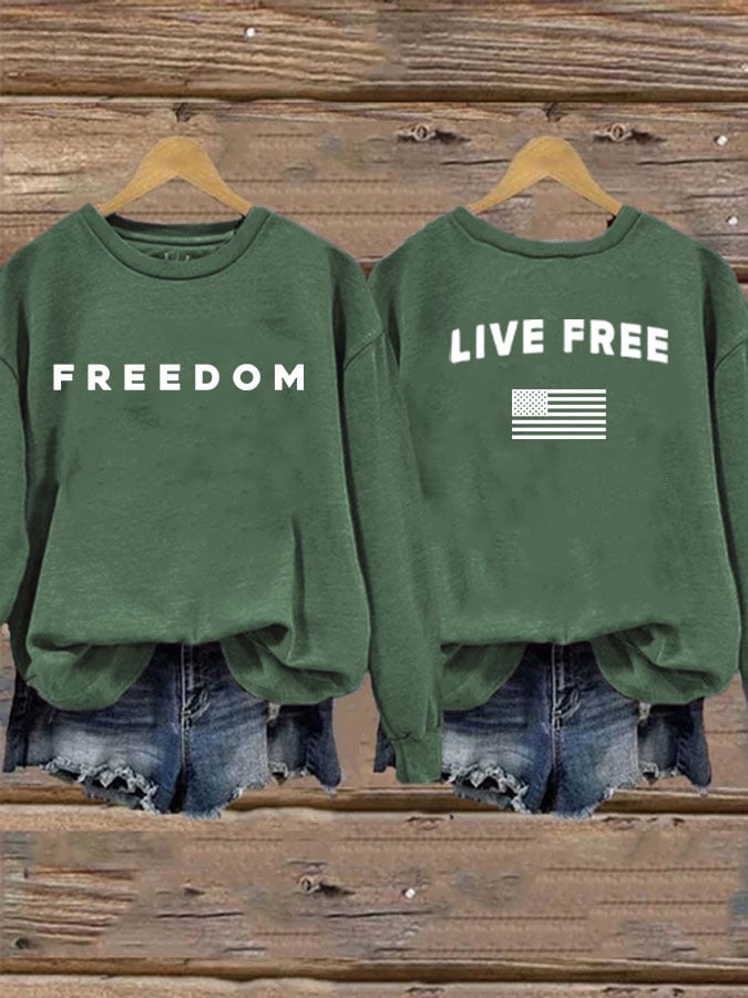 Women's Freedom Print Casual Printed Sweatshirt-America250