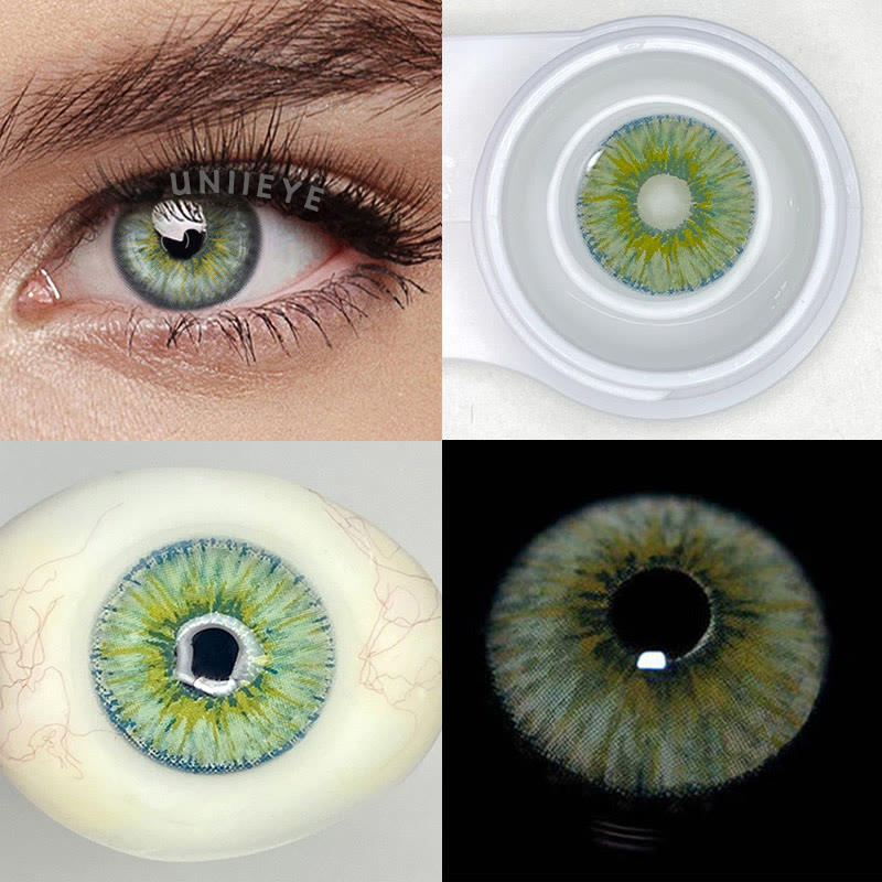 Uniieye Rebirth Cosmic Green Prescription Men Colored Contact Lenses