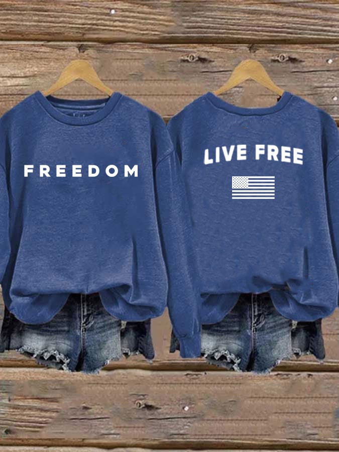 Women's Freedom Print Casual Printed Sweatshirt-America250