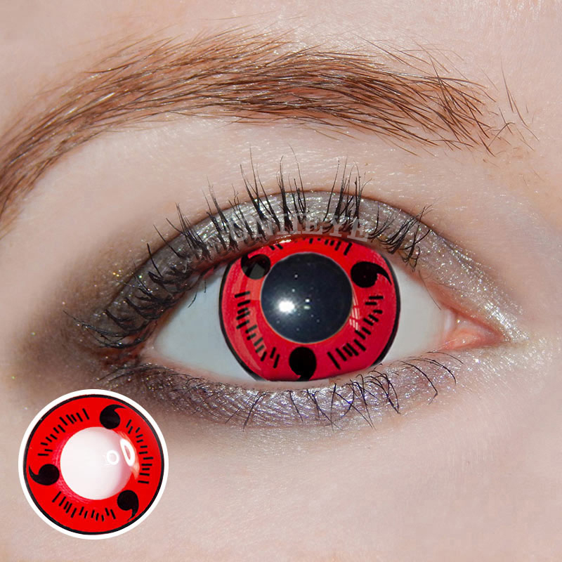 Uniieye Sharingan Magatama Red Prescription Cosplay Colored Contact Lenses-UNIIEYE