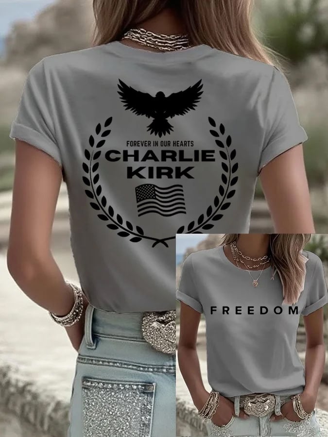 Women's Patriotic Eagle Wreath “Forever in Our Hearts” Pride T-Shirt-America250