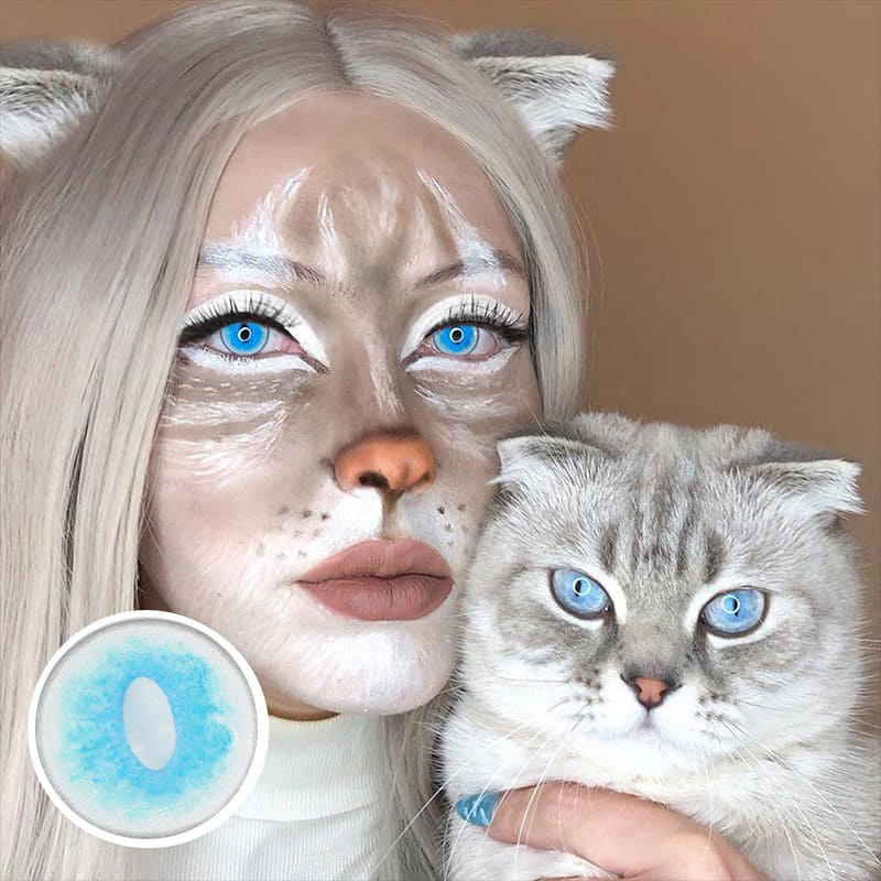 Uniieye Blind Ragdoll Cat Blue Prescription Cosplay Colored Contact Lenses-UNIIEYE
