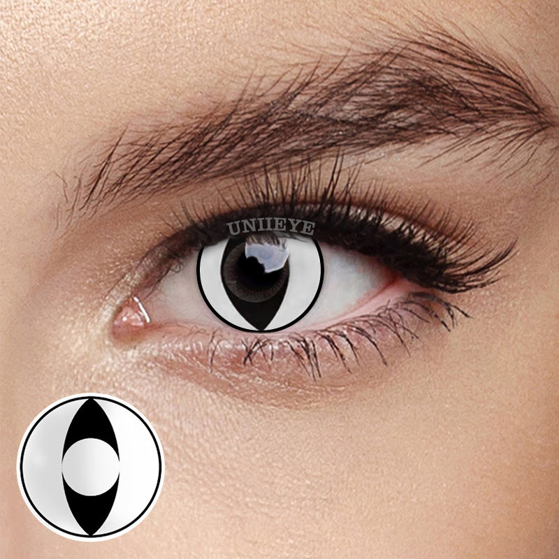Uniieye White Cat Eye Prescription Cosplay Colored Contact Lenses-UNIIEYE