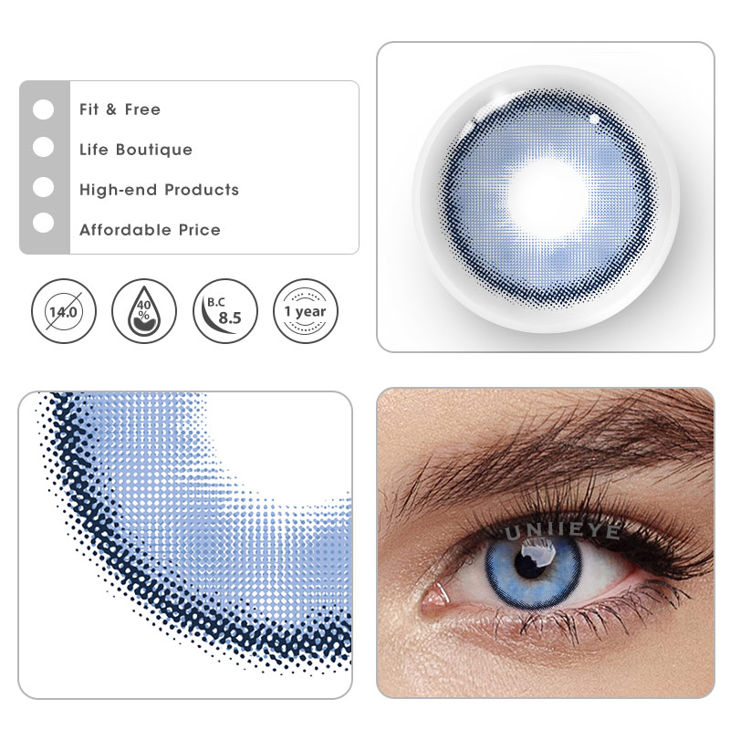 Uniieye Silvana Blue Prescription Colored Contact Lenses