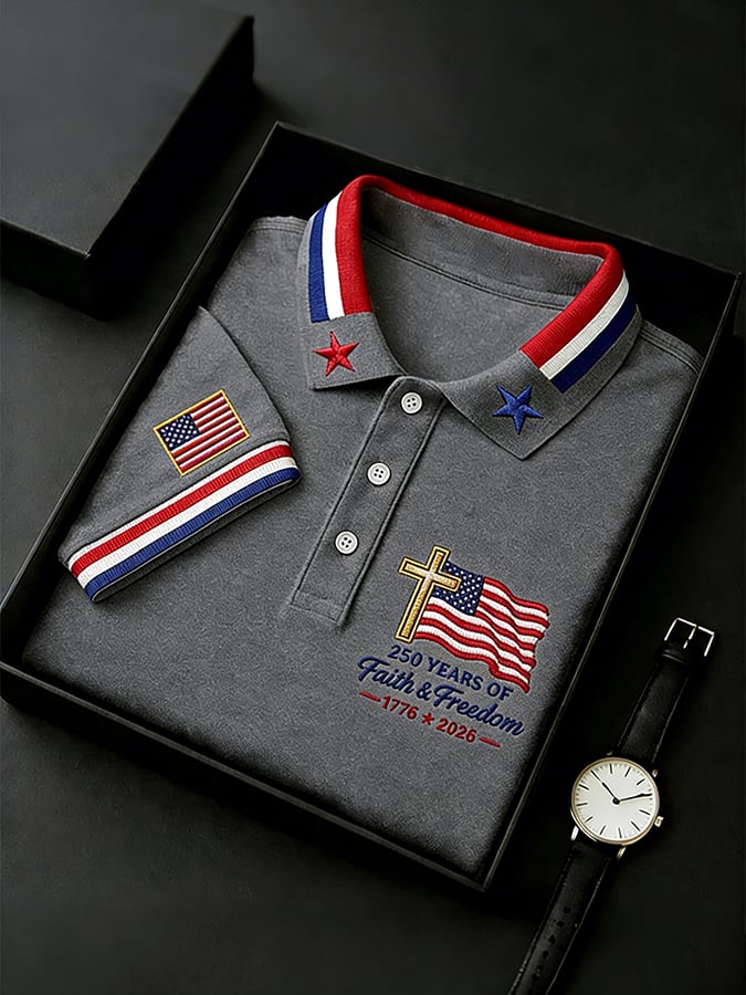 Men's America 250th Anniversary Faith Freedom   Polo Shirt-America250