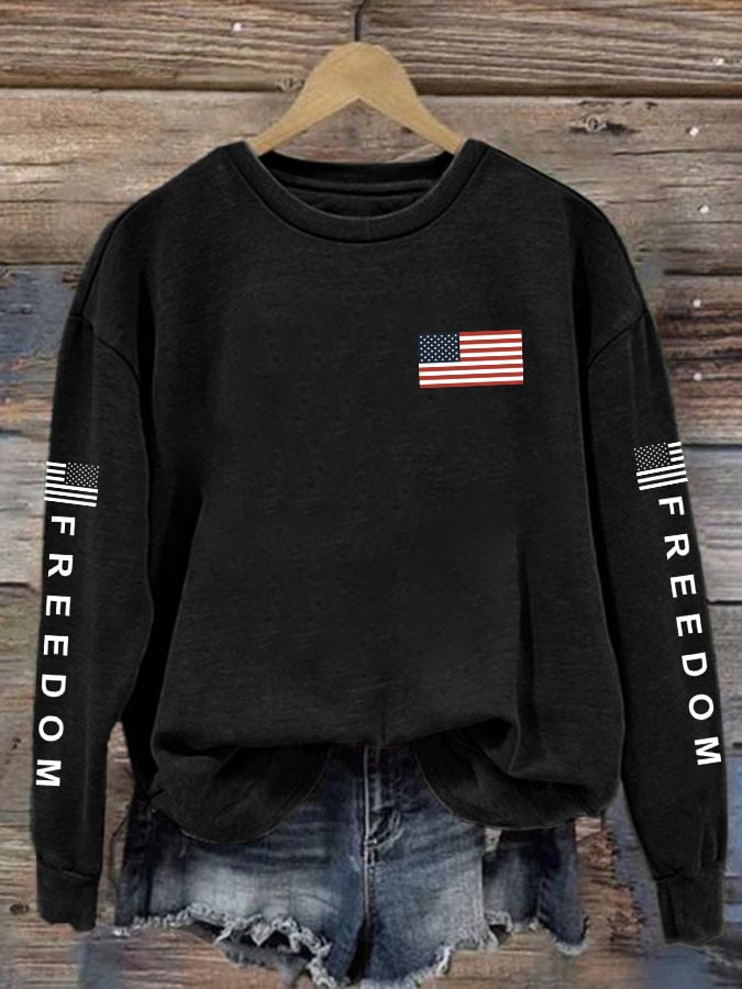 Women's Freedom American Flag Print Sweatshirt-America250