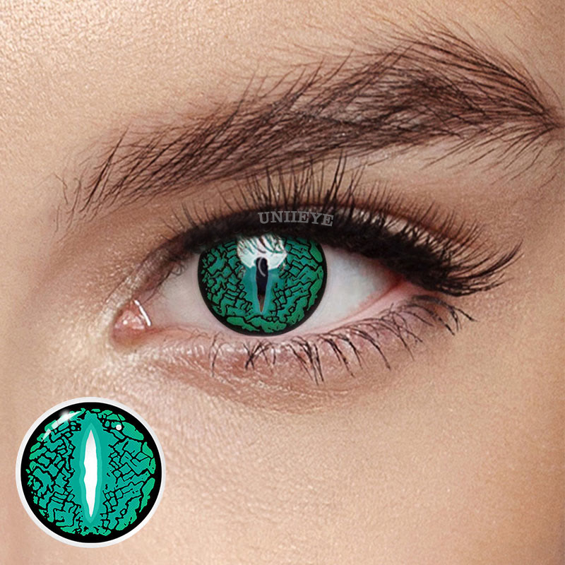 Uniieye Blind Lizard Eye Green Cosplay Colored Contact Lenses-UNIIEYE
