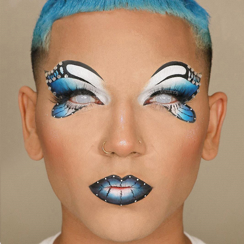 Uniieye Blind White Mesh Cosplay Colored Contact Lenses-UNIIEYE