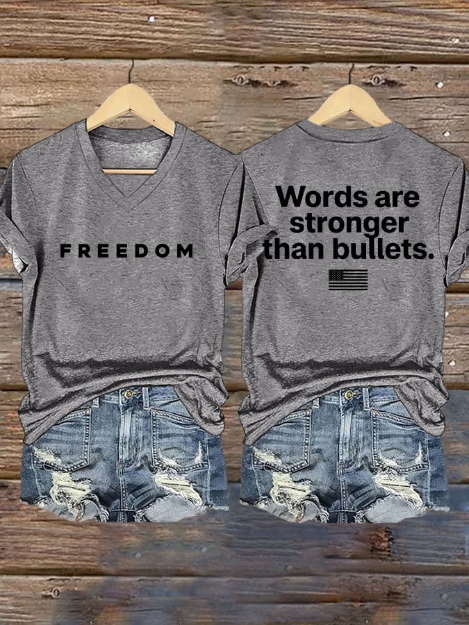 Women's Freedom Print Casual T-Shirt-America250