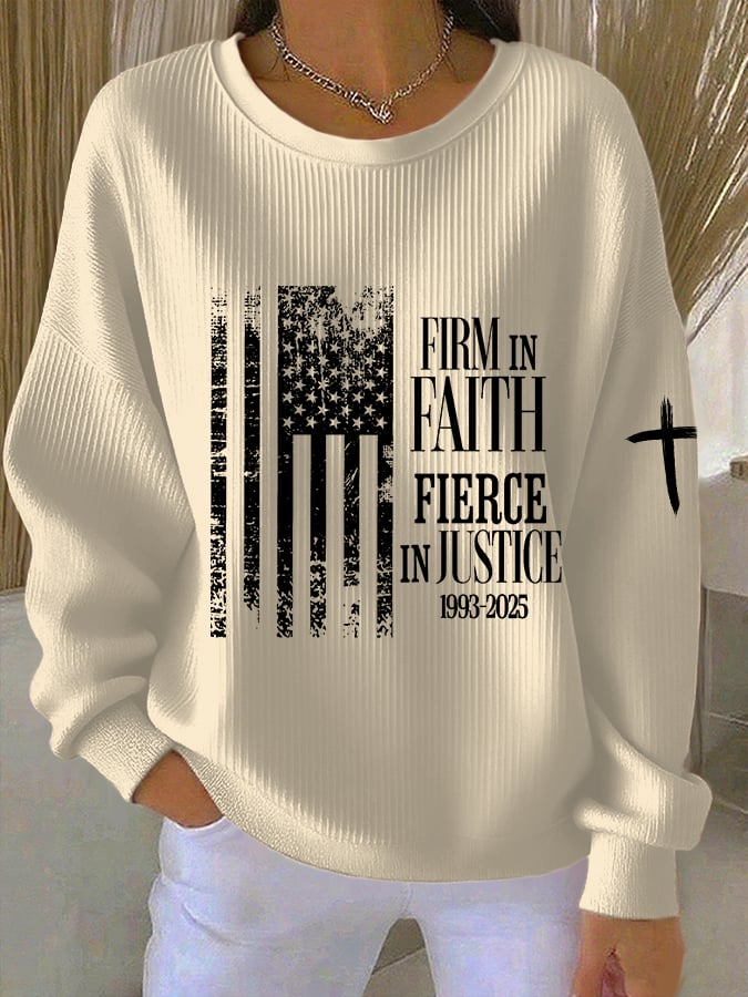 Women's Firm In Faith Fierce In Justice Print Casual Sweatshirt-America250