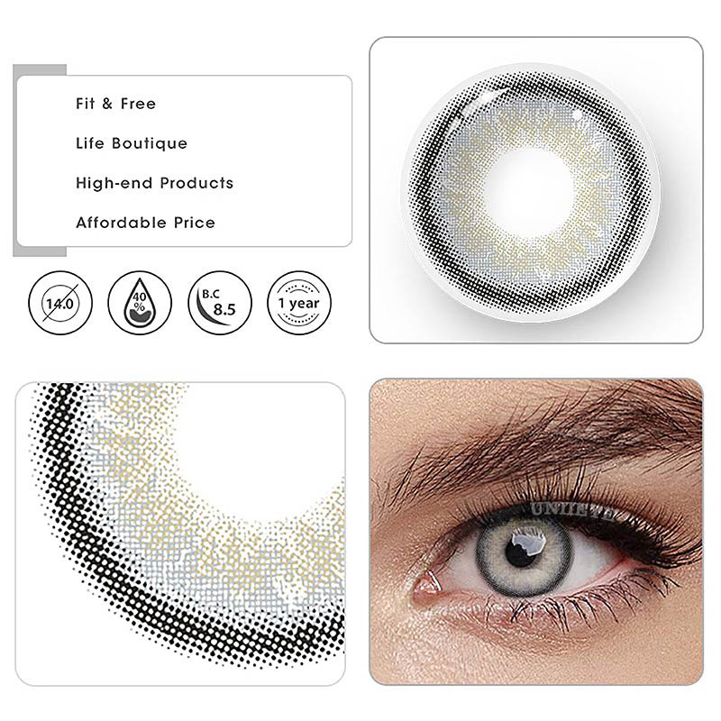Uniieye Moonbeam II Cow Boy Grey Prescription Colored Contact Lenses-UNIIEYE