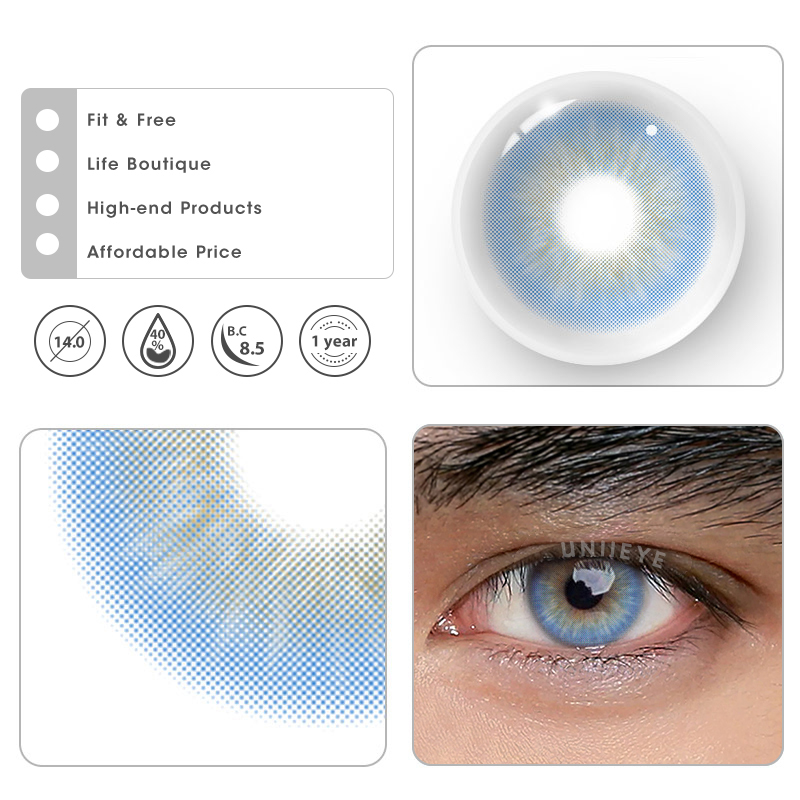 Uniieye Sin Blue Prescription Men Colored Contact Lenses
