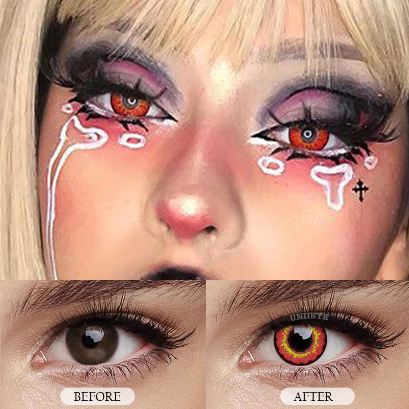 Uniieye Sunflower Red Brown Prescription Cosplay Colored Contact Lenses-UNIIEYE