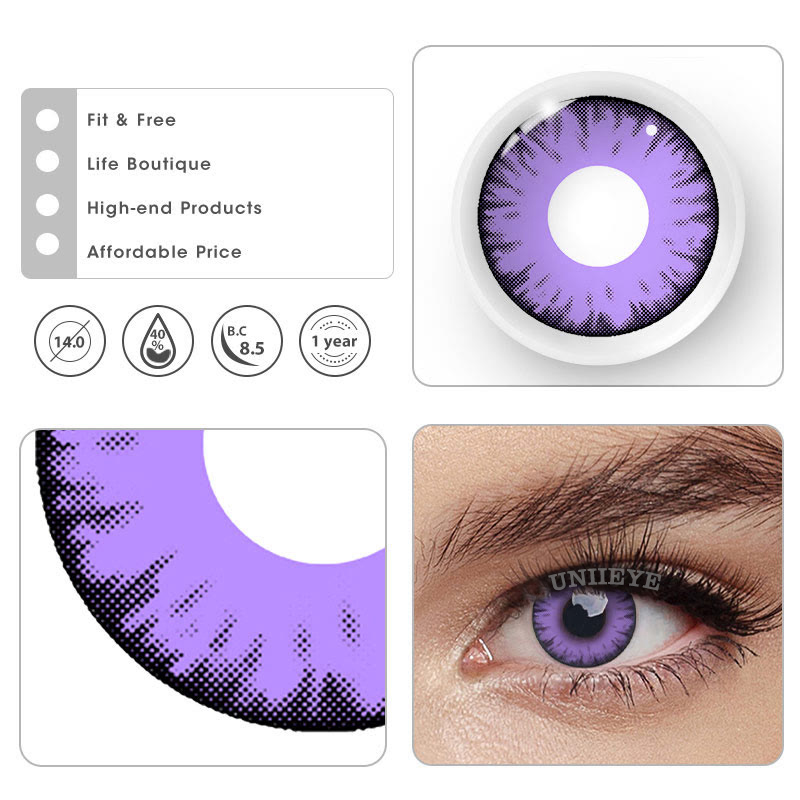 Uniieye Miracle TimesII Purple Prescription Cosplay Colored Contact Lenses-UNIIEYE