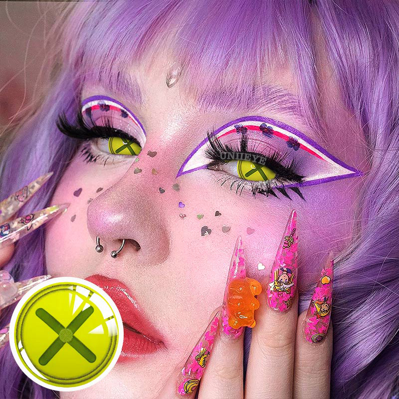 Uniieye Blind Button Eye Green Cosplay Colored Contact Lenses-UNIIEYE