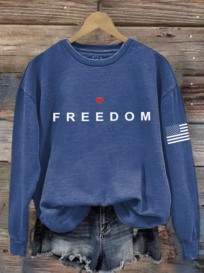 Women's Freedom American Flag Print Sweatshirt-America250