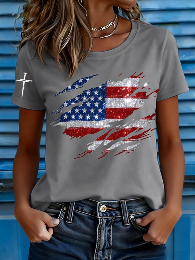 Women's American 250th Anniversary Commemorative Print Casual T-Shirt-America250