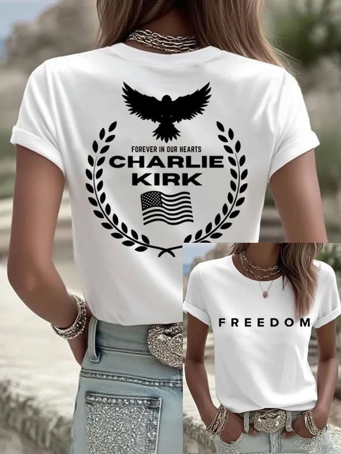 Women's Patriotic Eagle Wreath “Forever in Our Hearts” Pride T-Shirt-America250