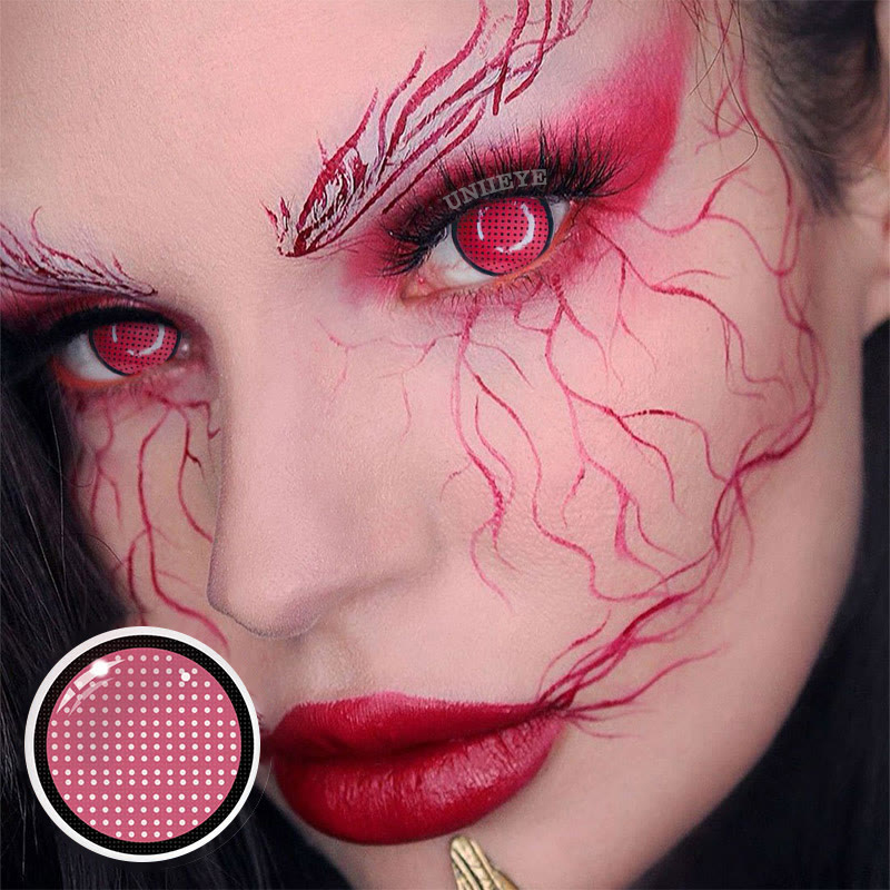 Uniieye Blind Red Manson Mesh Cosplay Colored Contact Lenses-UNIIEYE