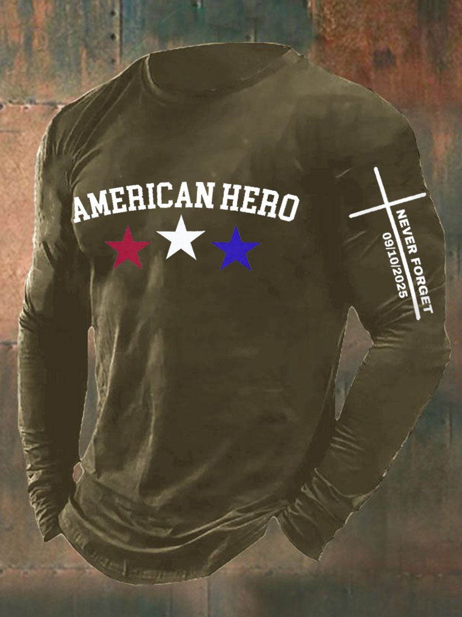 Men's RIP American Hero We Never Forget Long Sleeve T-shirt-America250