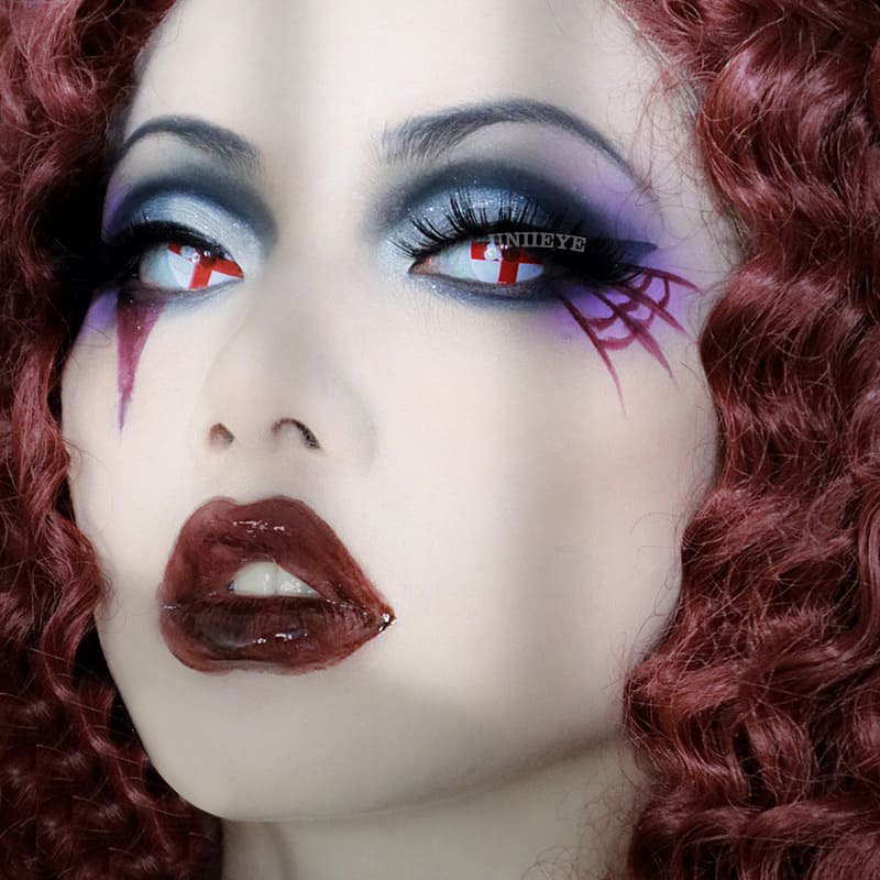 Uniieye Blind Red Cross Cosplay Colored Contact Lenses-UNIIEYE