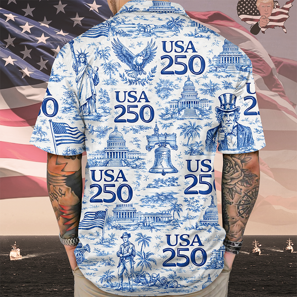 America 250th Anniversary Toile De Jouy Style Hawaii Shirt-America250
