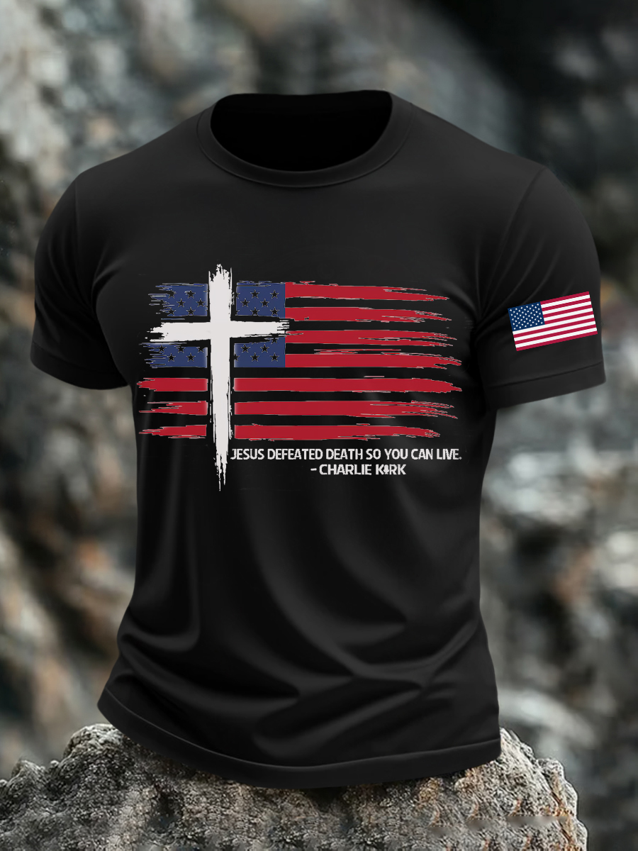 Men's Jesus Defeated Death So You Can Live C.K Printed T-shirt-America250