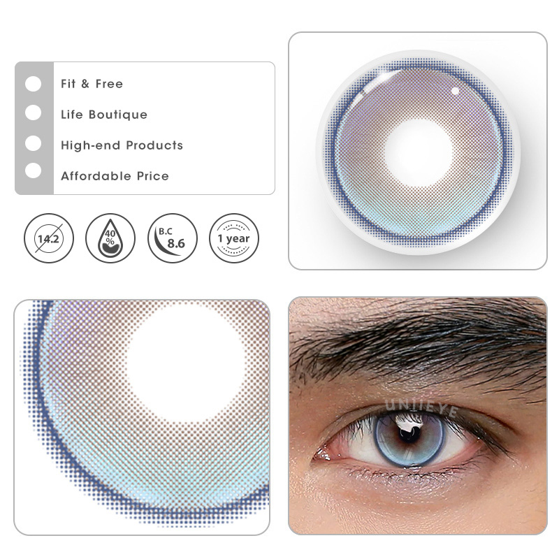 Uniieye Future World Blue Prescription Men Colored Contact Lenses