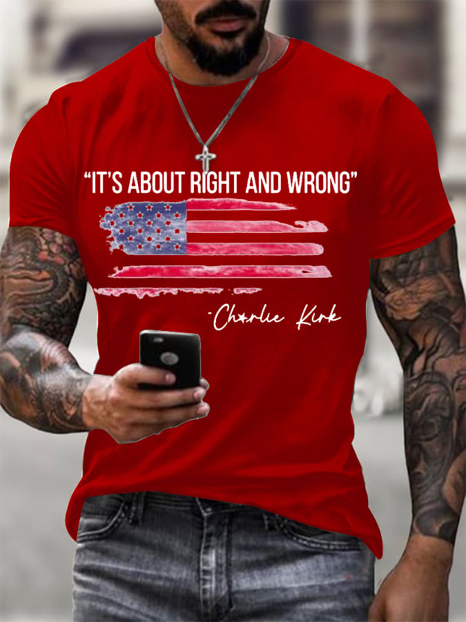 Men's It's About Right and Wrong  Printed T-Shirt-America250