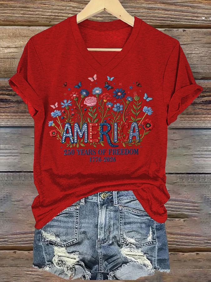 Women's casual retro American 250th  T-shirt-America250