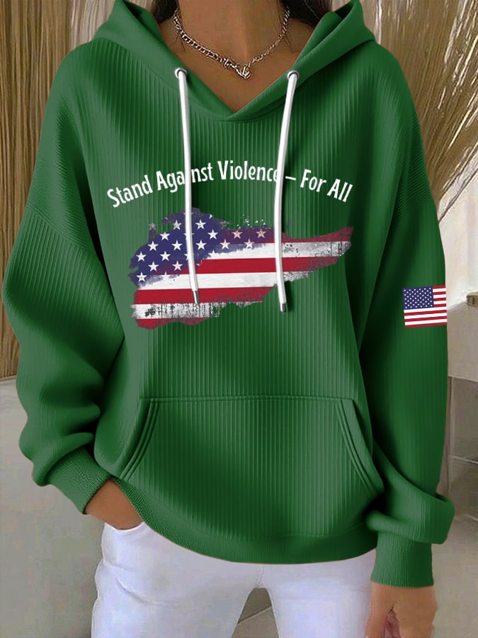 Women's Stand Against Violence For All Printed Hoodie-America250