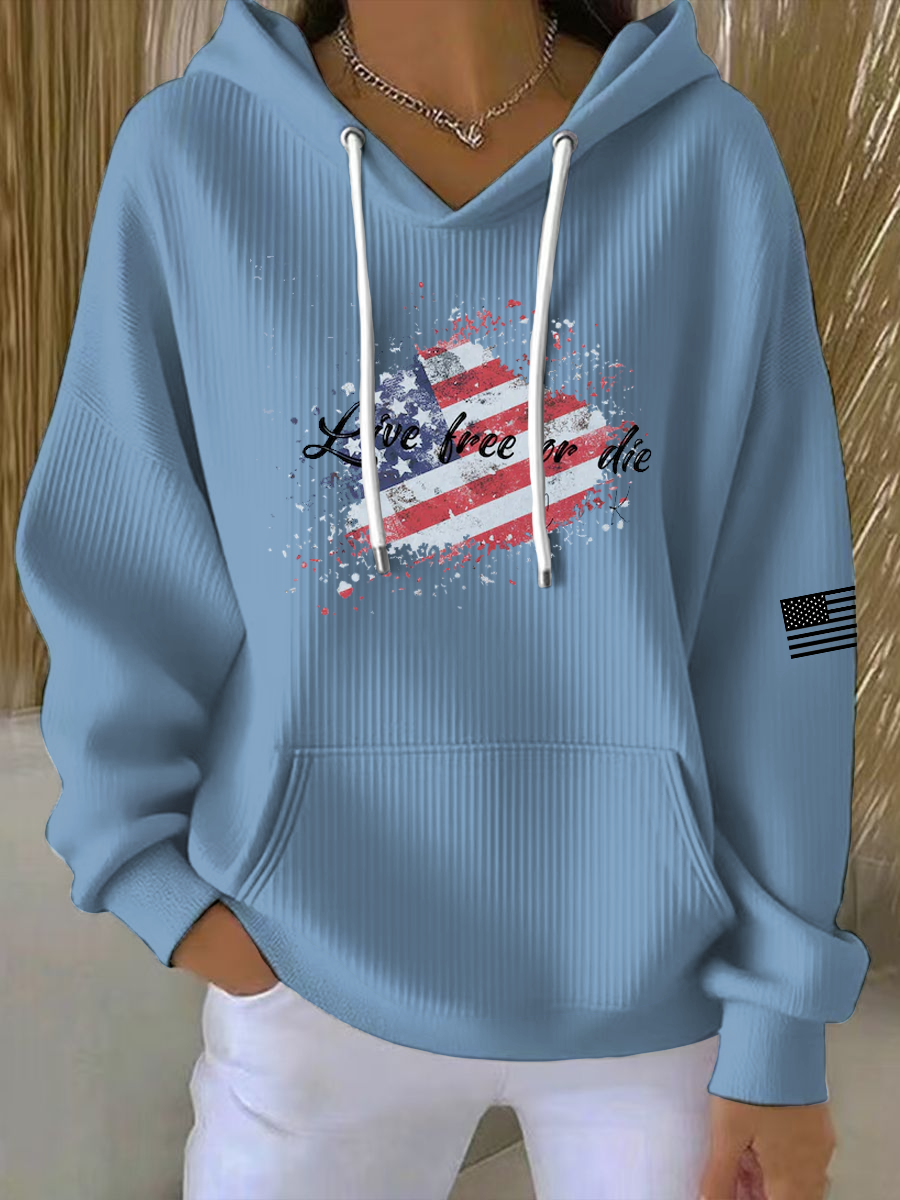 Women's Live Free Or Die Printed Hoodie-America250
