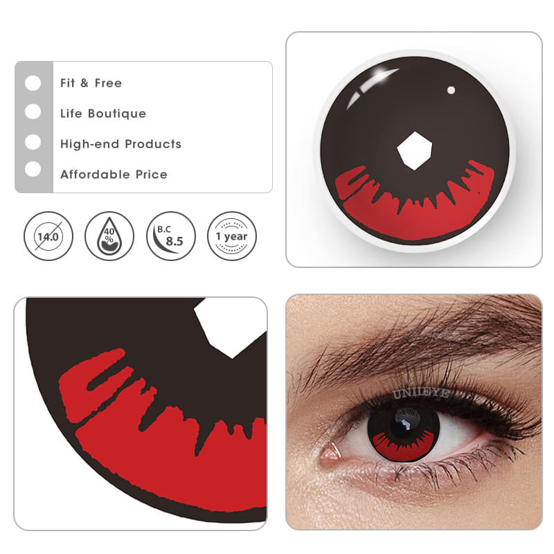 Uniieye Blind Kamado Tanjirou Prescription Cosplay Colored Contact Lenses-UNIIEYE
