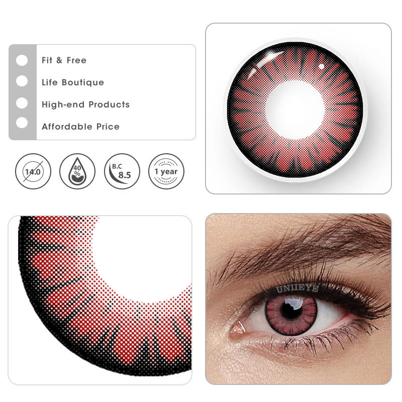 Uniieye Miracle Times Red Prescription Cosplay Colored Contact Lenses-UNIIEYE