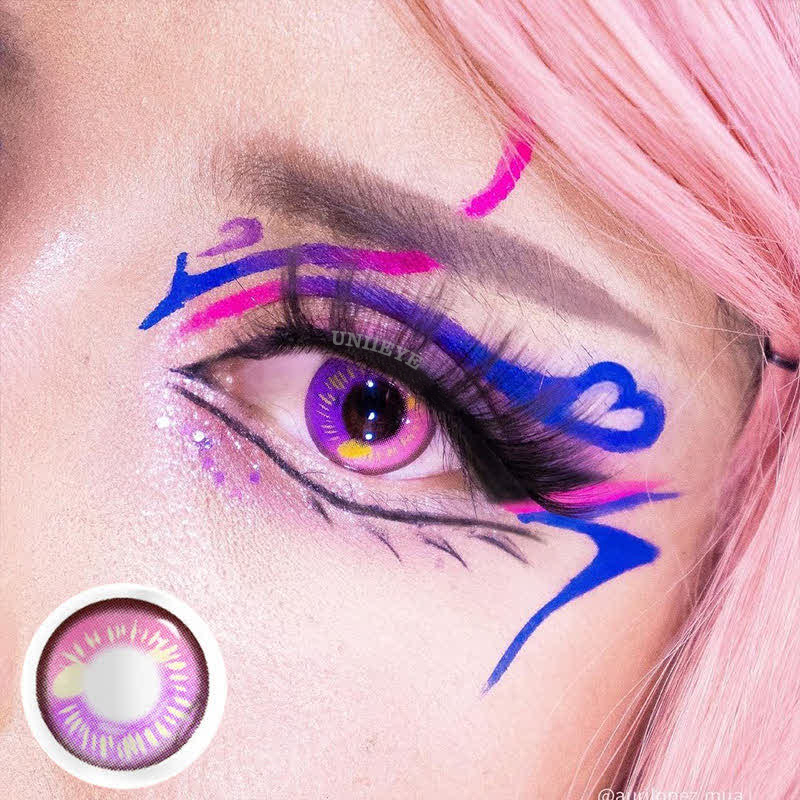 Uniieye Anime Pink Prescription Cosplay Colored Contact Lenses-UNIIEYE