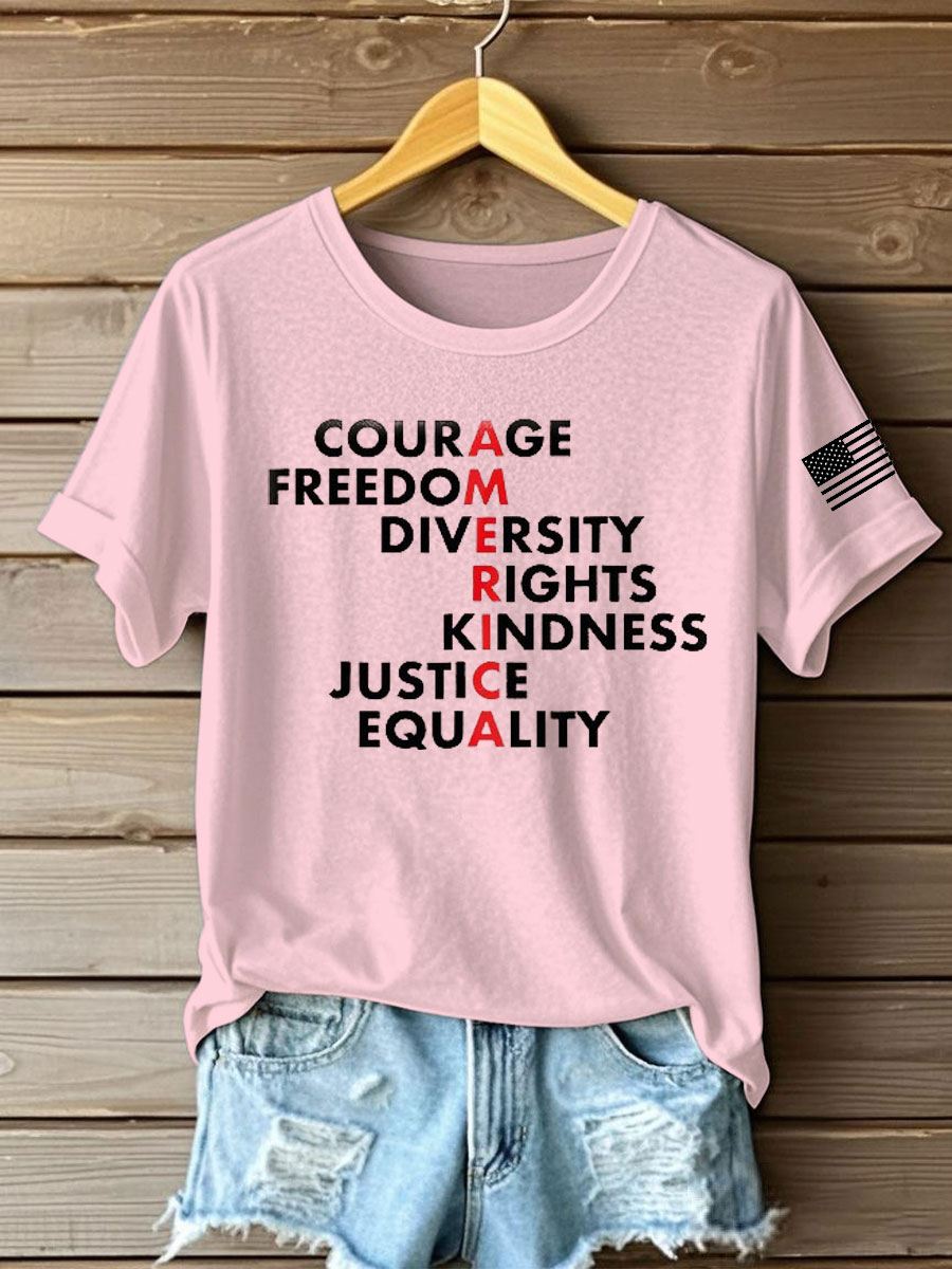Women's  Freedom Printed Iron On Short Sleeve T-Shirt-America250