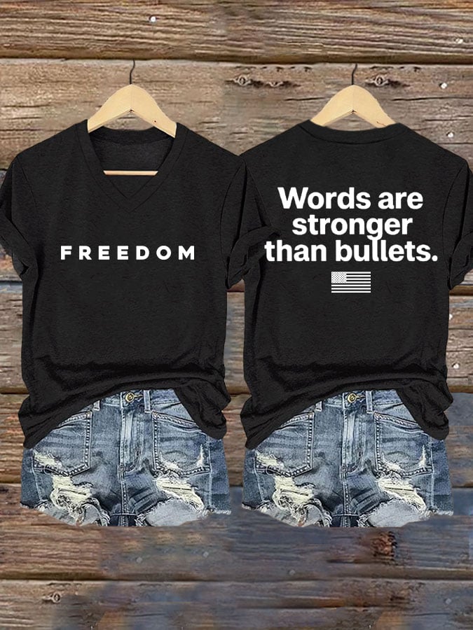 Women's Freedom Print Casual T-Shirt-America250