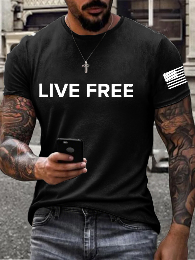 Men's Live Free Printed T-shirt-America250