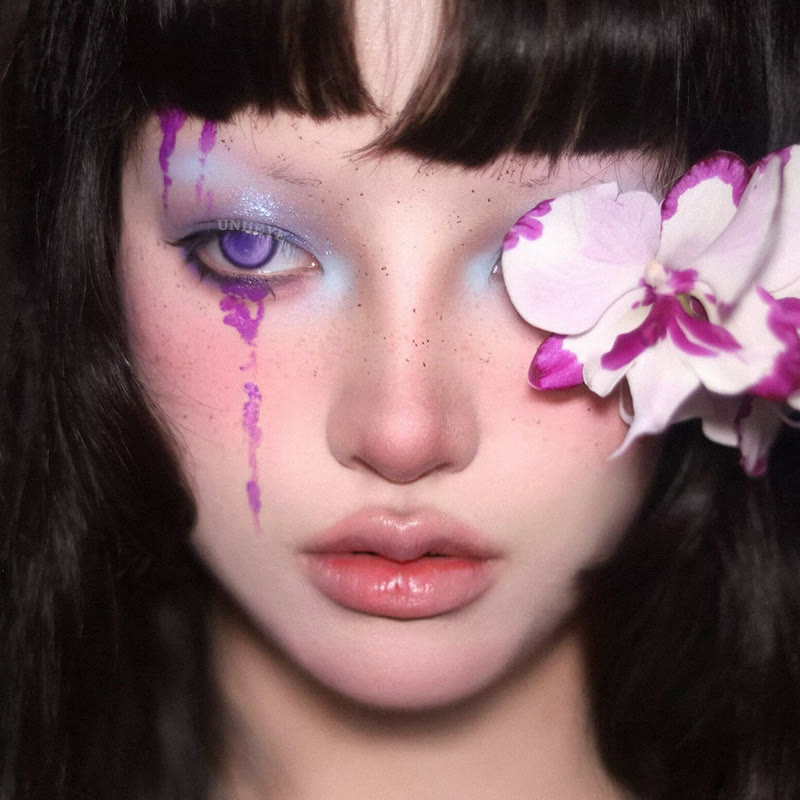 Uniieye Cyber Mesh Violet Prescription Cosplay Colored Contact Lenses | 6 Months-UNIIEYE