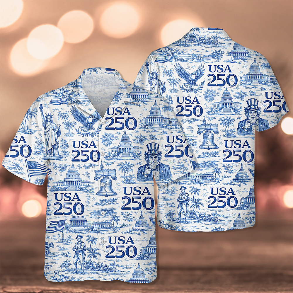 America 250th Anniversary Toile De Jouy Style Hawaii Shirt-America250