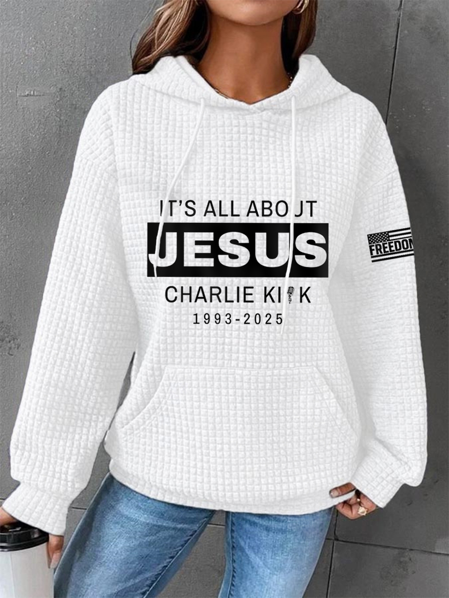 Women's It's All About Jesus R.I.P C.K Waffle Hoodie-America250